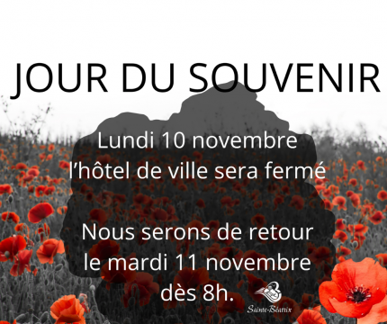Hôtel de ville fermée pour le jour du Souvenir